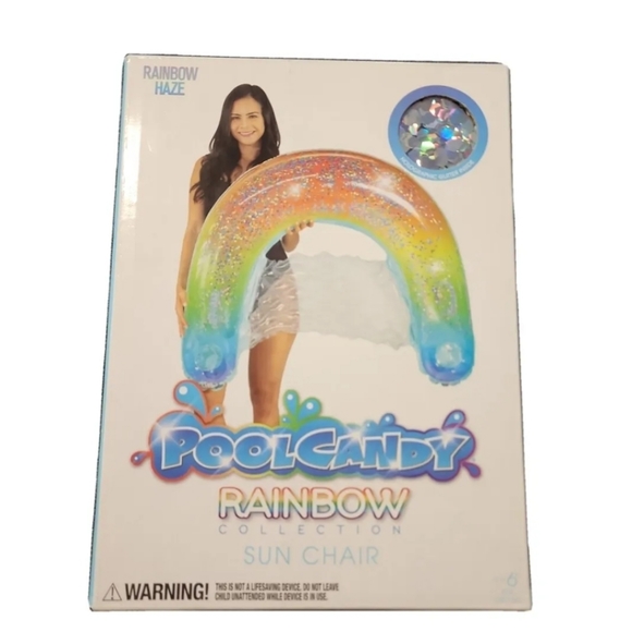 PoolCandy Inflatable Rainbow Pool Chair - Picture 4 of 5